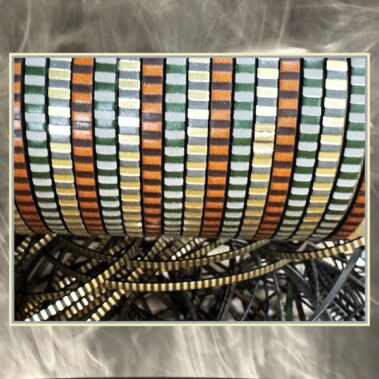 Flat Leather Lace Stamped With Stripes.