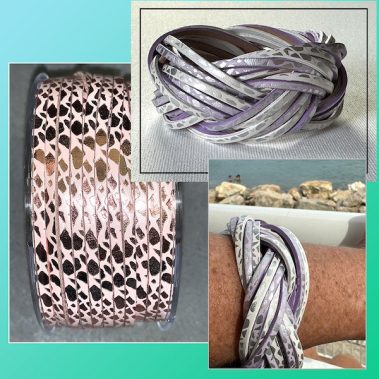 Celtic Knot Bracelet with Stamped Flat Leather Lace.