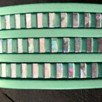 Flat leather lace with stripes