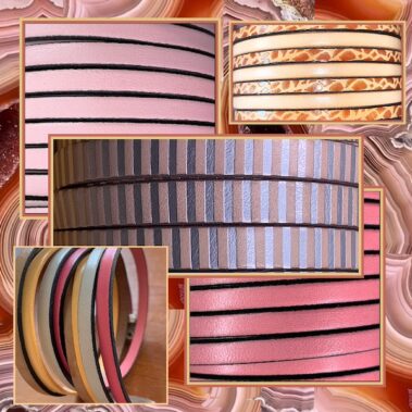 Pale tones flat leather laces.