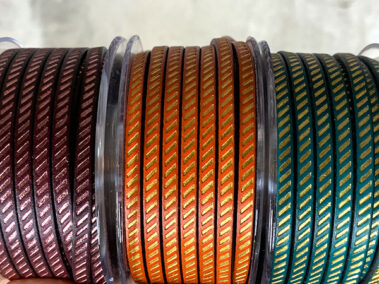 Flat leather lace with patten diagonals