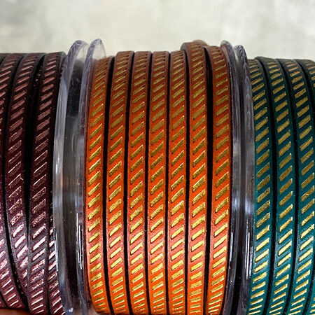 Flat leather lace with patten diagonals